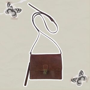 Like New Patricia Nash Lanza Map Patterned Crossbody/Clutch Brown Leather Purse